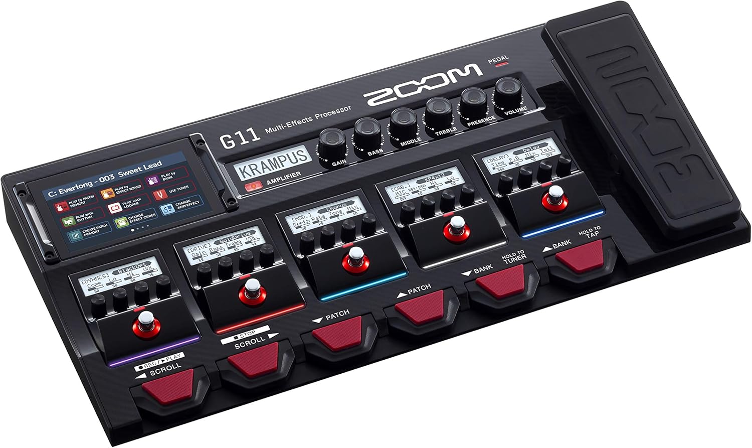 Zoom G11 Guitar Multi-Effects Processor with Expression Pedal, with Touchscreen Interface, 100+ Built in Effects, Amp Modeling, IR, Looper, Audio Interface for Direct Recording to Computer