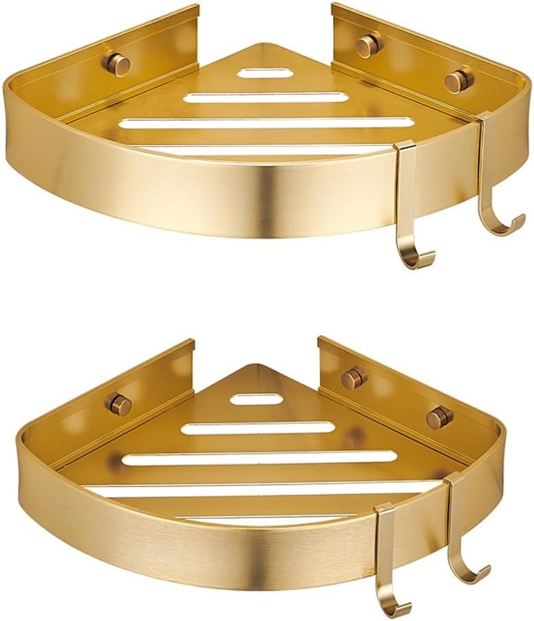 VIDI Golden Bathroom Storage Rack, Triangular, Corner, Layer