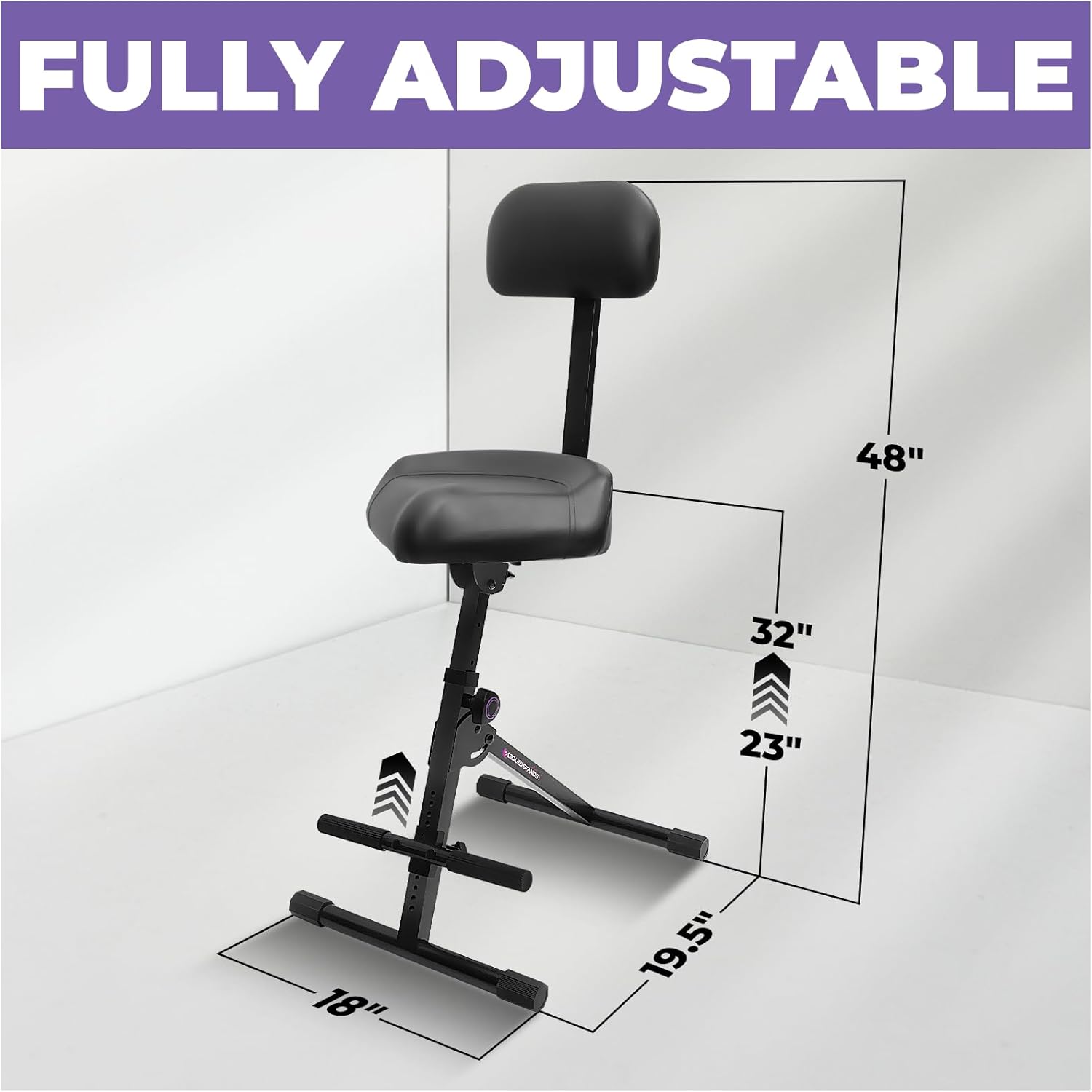 Liquid Stands Guitar Stool Adjustable Stool - Standard Musician Drum Throne with Backrest - Guitar Seat Drum Seat, Musician Chair, Chair for Adults, Kids, Drummer and Guitarist