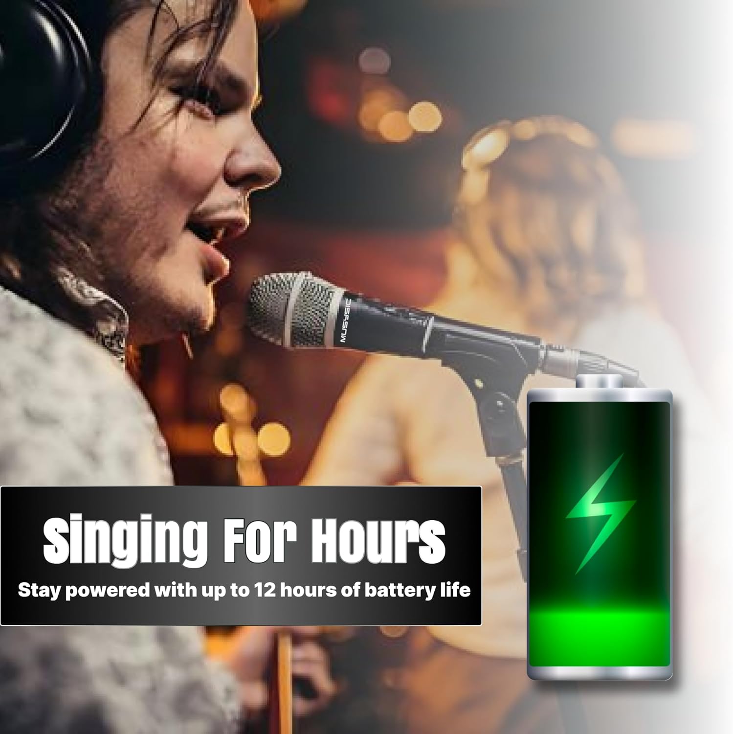 MUSYSIC Wireless Mic -8-Channel Wireless UHF Microphone System | 300ft Range Wireless -Podcast Equipment Dynamic Handheld Mics for Party/Church/Conference/Speech| Mics, Microphone Frequency 2