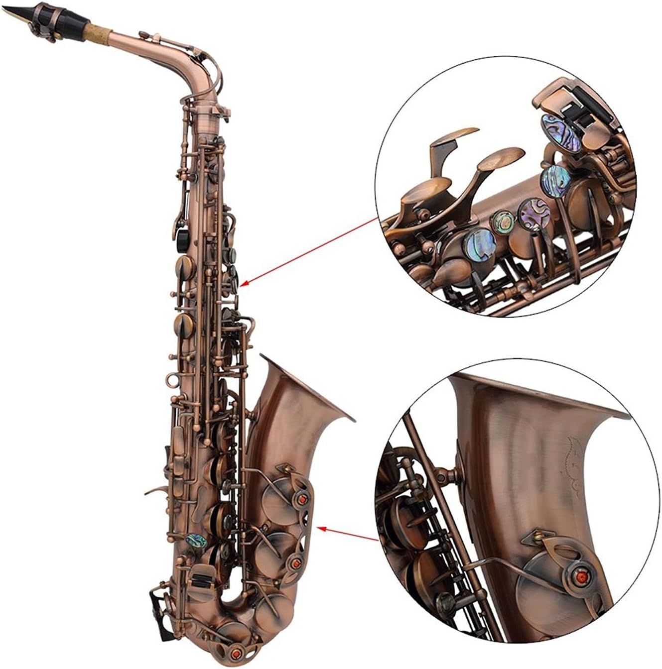 Sax Beginners Kit Alto Saxophone Professional Bend EB E Flat Sax Abalone Shell Key Carve Pattern with Case Gloves Straps Brush Wind Instrument