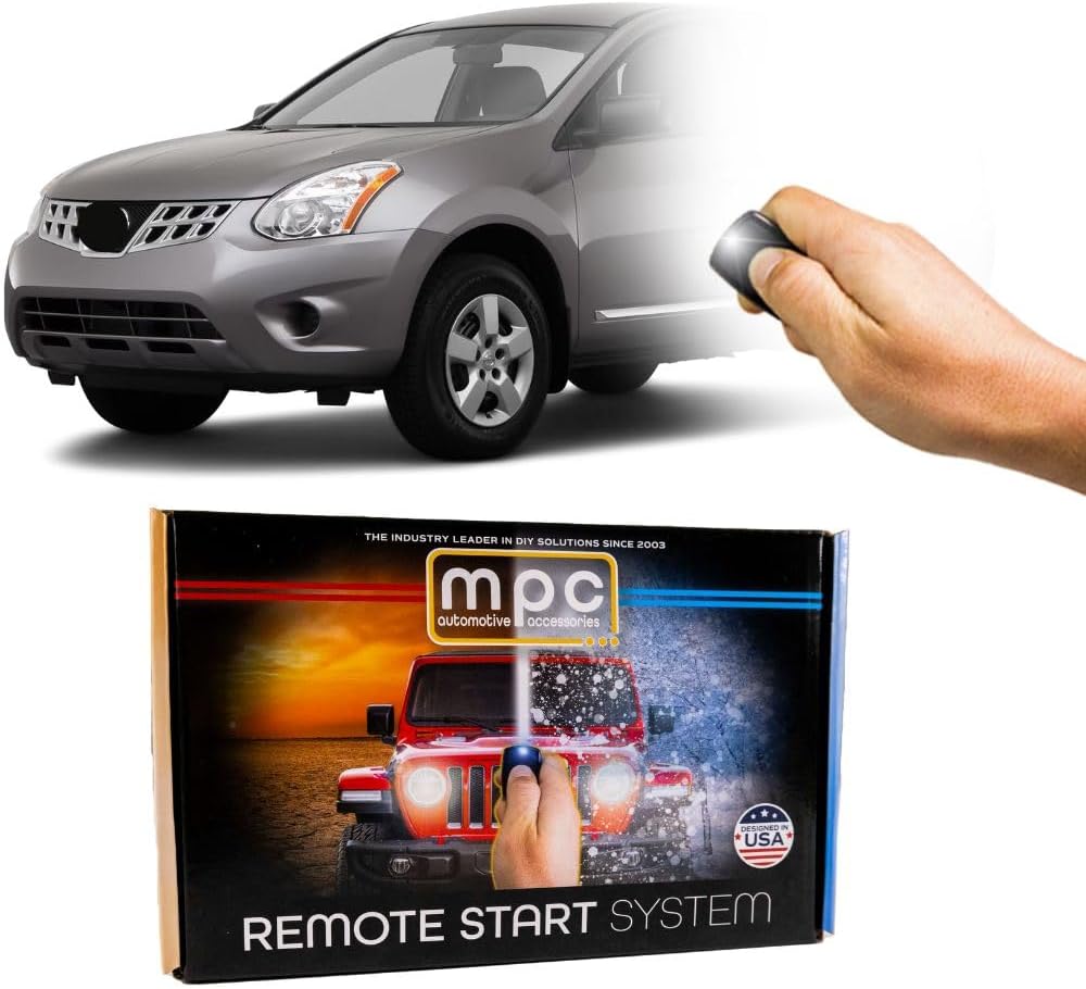 MPC Remote Start Kit Compatible with 2008-2013 Nissan Rogue Key-to-Start ONLY - Plug-in T-Harness - Firmware Preloaded - Includes (2) Ultra-Compact Extended Range 1-Button Remotes