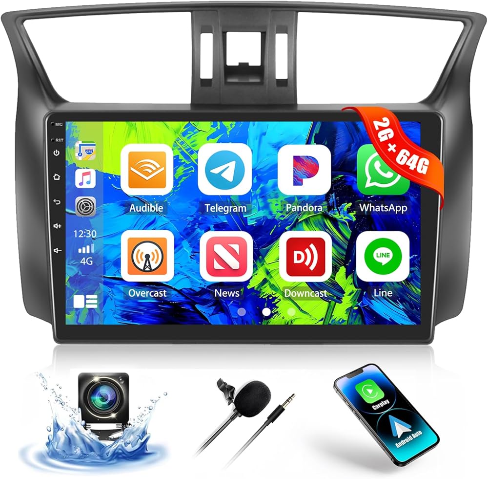2+64GB Android 13 Car Stereo for Nissan Sentra Radio 2013 2014 2015 with Wireless CarPlay Android Auto 10.1