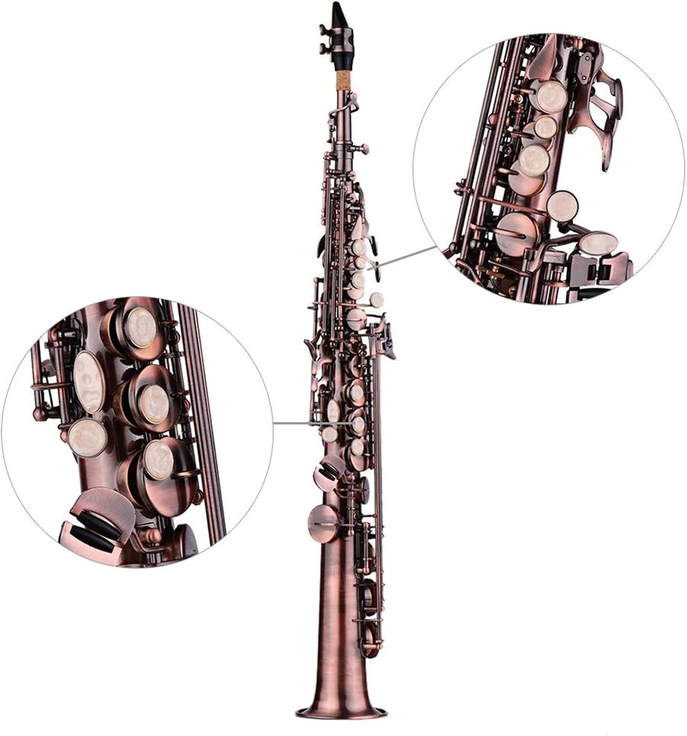 Straight Bb Treble Saxophone Sax Red Bronze Woodwind Instrument With Case Gloves Strap