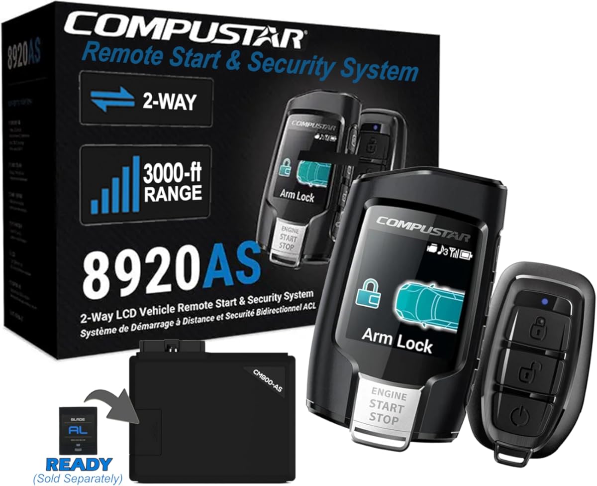 Compustar All-in-One CS8920-AS 2-Way Interactive LCD Remote Starter Kit & Alarm System (Up to 3,000-FT Range)