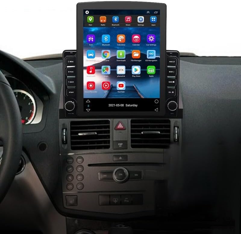 9.7 inch Car Stereo for Mercedes W204 S204 C300 2007-2010 Upgrade Radio 2+32G Android 14 Touchscreen Stereo Radio for Mercedes C300 with Wireless Carplay Android Auto Bluetooth Mirror Link