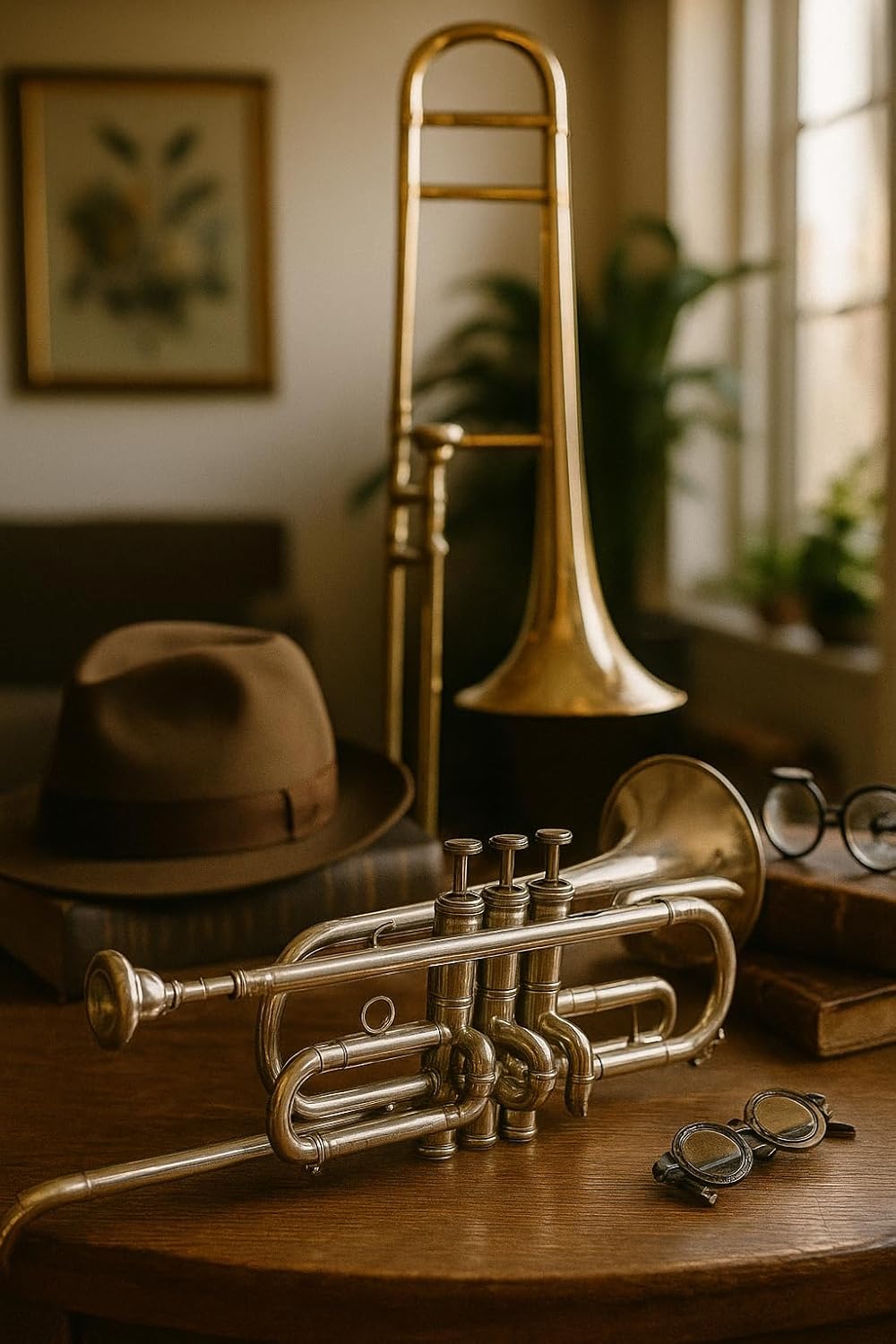 Queen Brass 3-Valve Bb Tenor Trombone Brass Plated with Designer Hard Case for Students Beginners and Crossover Trumpet Players Lightweight and Durable