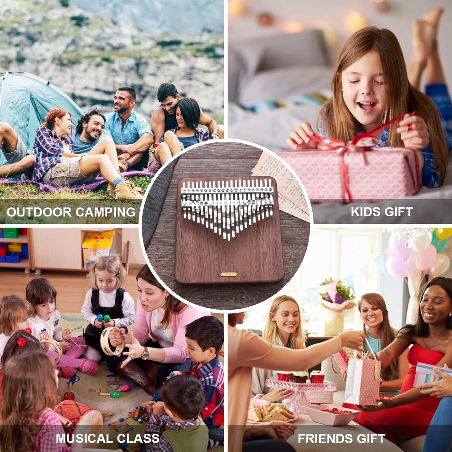 LingTing Kalimba 42 keys Solid Walnut Wood Thumb Piano Chromatic Mbira Finger Piano Gift for Adult Beginners Professional（LT-K42W,Moon Whisperer)