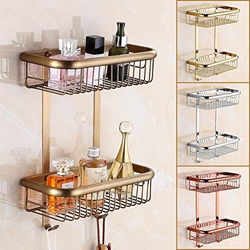 Shower Shelves Bathroom Corner Shelf, Soap Dual Tier Gold Bathroom Shelves Bathing Accessories (Color : 30cm Gold)