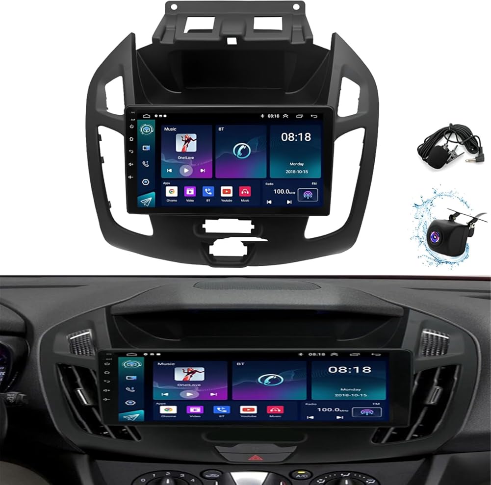 Android 13 Car Radio Stereo, 9'' Touch Screen Car Audio Multimedia Receiver fit for Ford Transit Tourneo Connect 2014-2018 with Carplay & Android Auto GPS WiFi Bluetooth Mirror Link[2+32G]