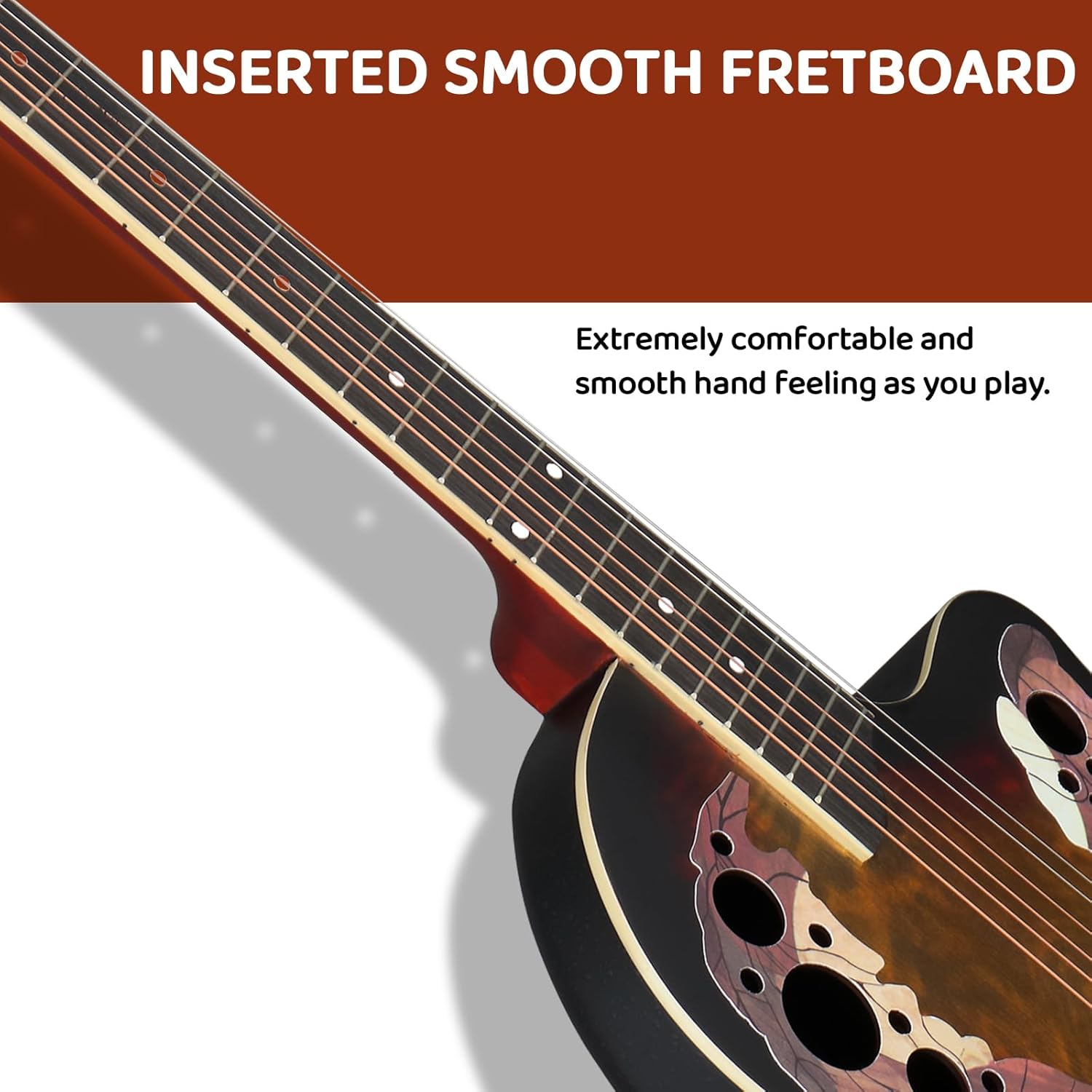 Ktaxon 41in Acoustic-Electric Guitar, 6 String Cutaway Guitar with EQ-7545R Bass Preamp with Four-Band EQ, Unique Round-back Design, Fantastic Touch, Accurate Tune and Unmatched Sound (Sunset)