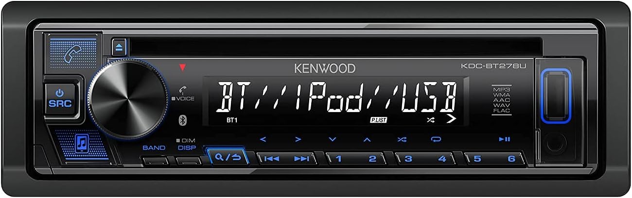 Kenwood KDC-BT278U 1 Line Text Display CD Receiver with Bluetooth (Renewed)
