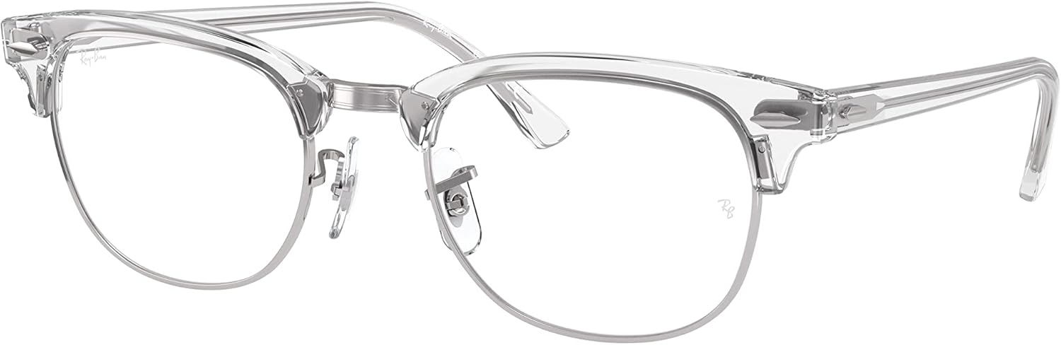 Ray-Ban RX5154 Eyeglasses Bundle: RX 5154 CLUBMASTER 2001 Clubmaster White Transparent and Eyewear Cleaning Kit