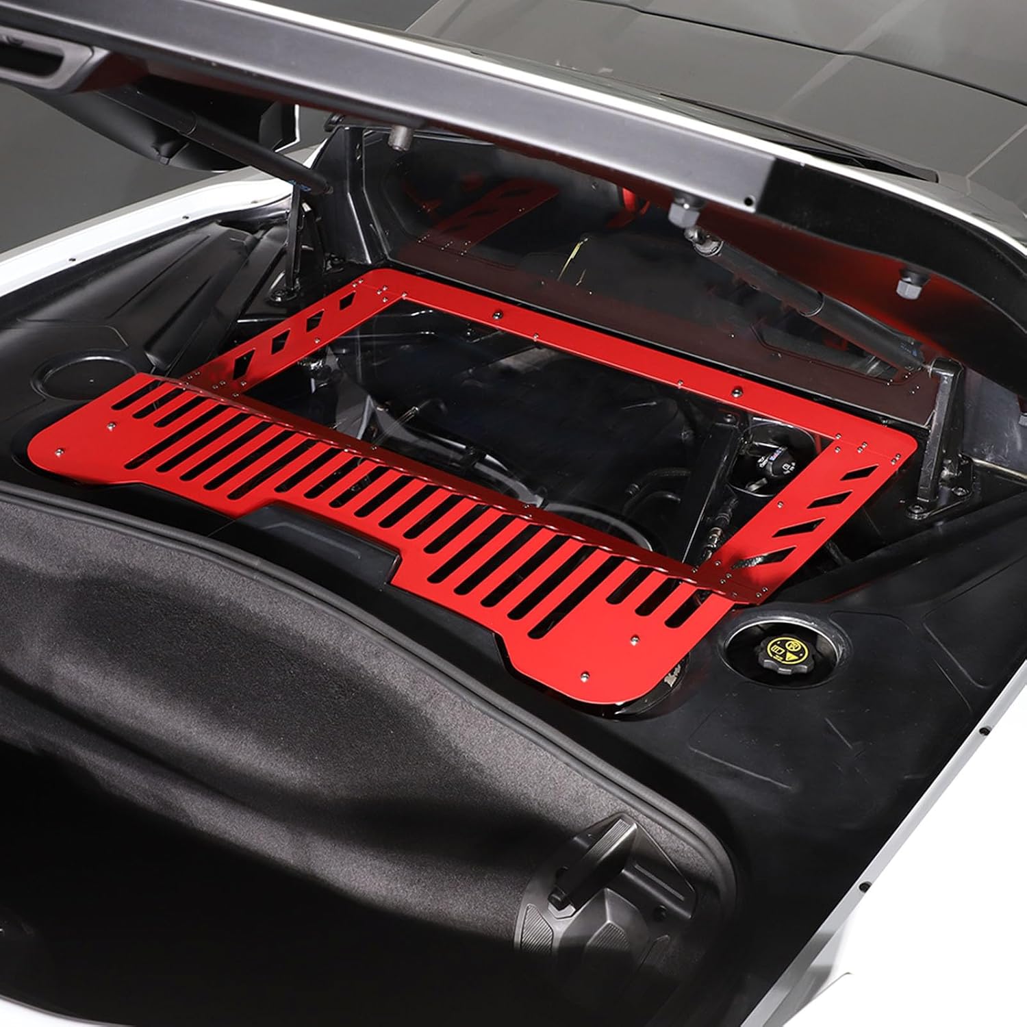 Engine Bay Panel Transparent Cover Compatible with Chevrolet Corvette C8 2020-2025, Engine Protection Car Engine Decoration Accessories (Red)