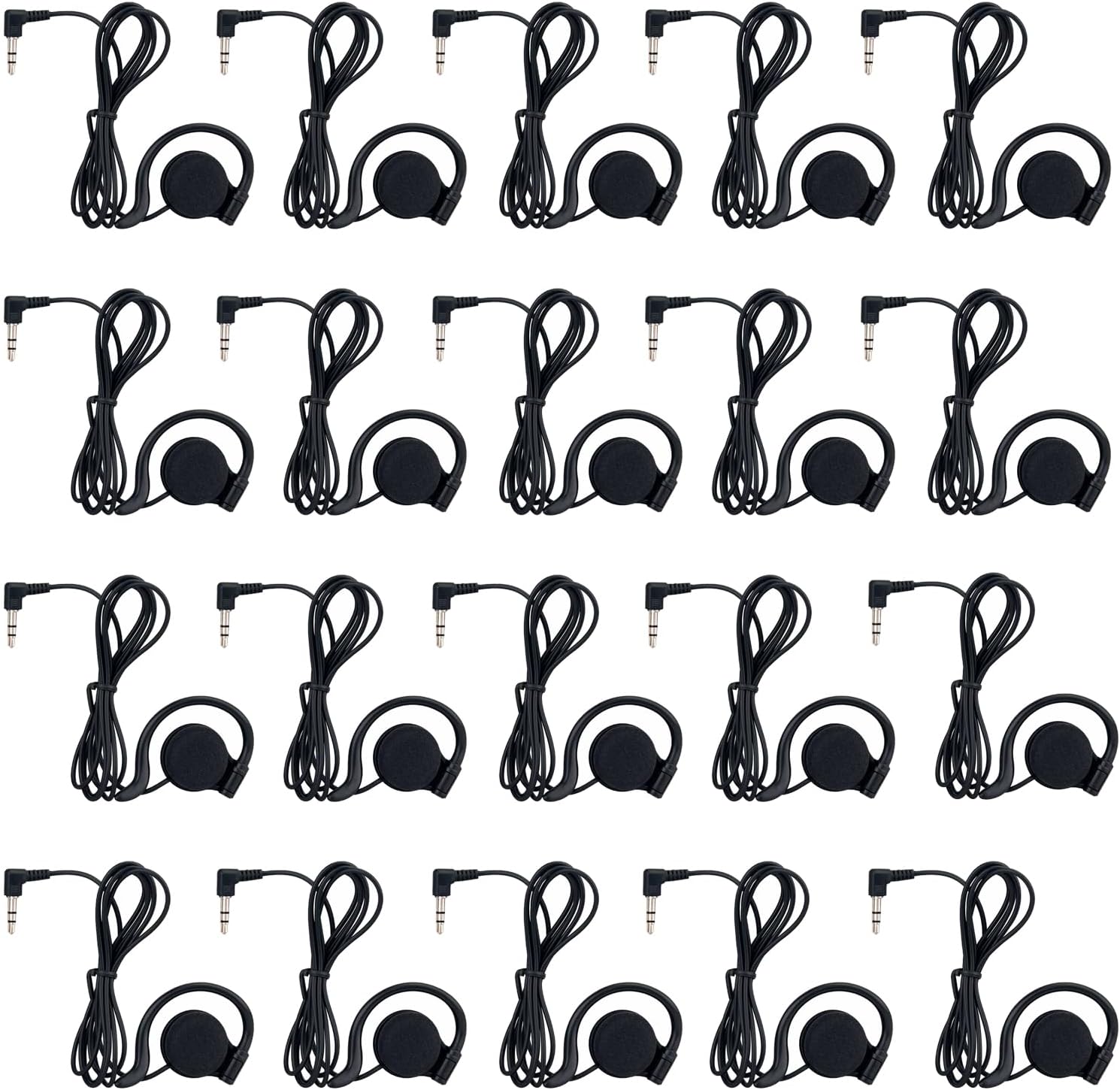 Retekess T130 3.5mm Single Left Side Wired Earhook Earbuds, Tour Guide Microphone and Speaker Earbud, Compatible with T130, T130S, TT122, TT110, TT116(20 Packs)