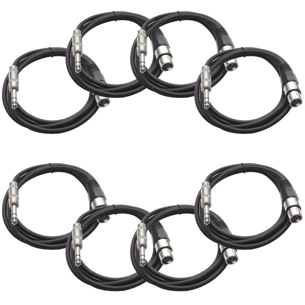 Seismic Audio - SATRXL-F6-8 Pack of Black 6' XLR Female to 1/4