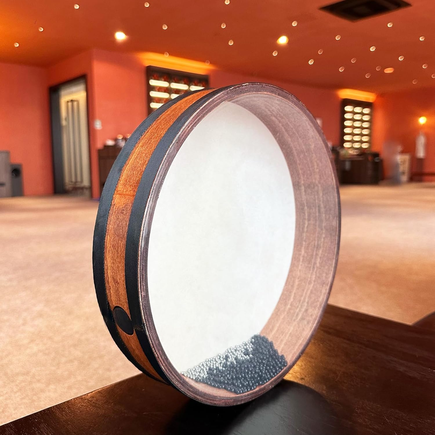 12-Inch Wooden Sheepskin Ocean Drum, Sonic Energy Wave Drum，Music Healing Instrument, Yoga Meditation,Release Pressure（With Backpack）