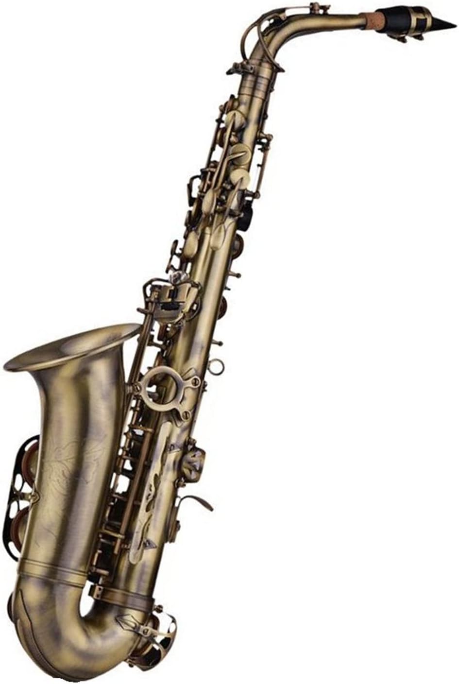 Antique Finish EB E-Flat Alto Saxophone Sax Shell Key Carve Pattern Woodwind Instrument with Case