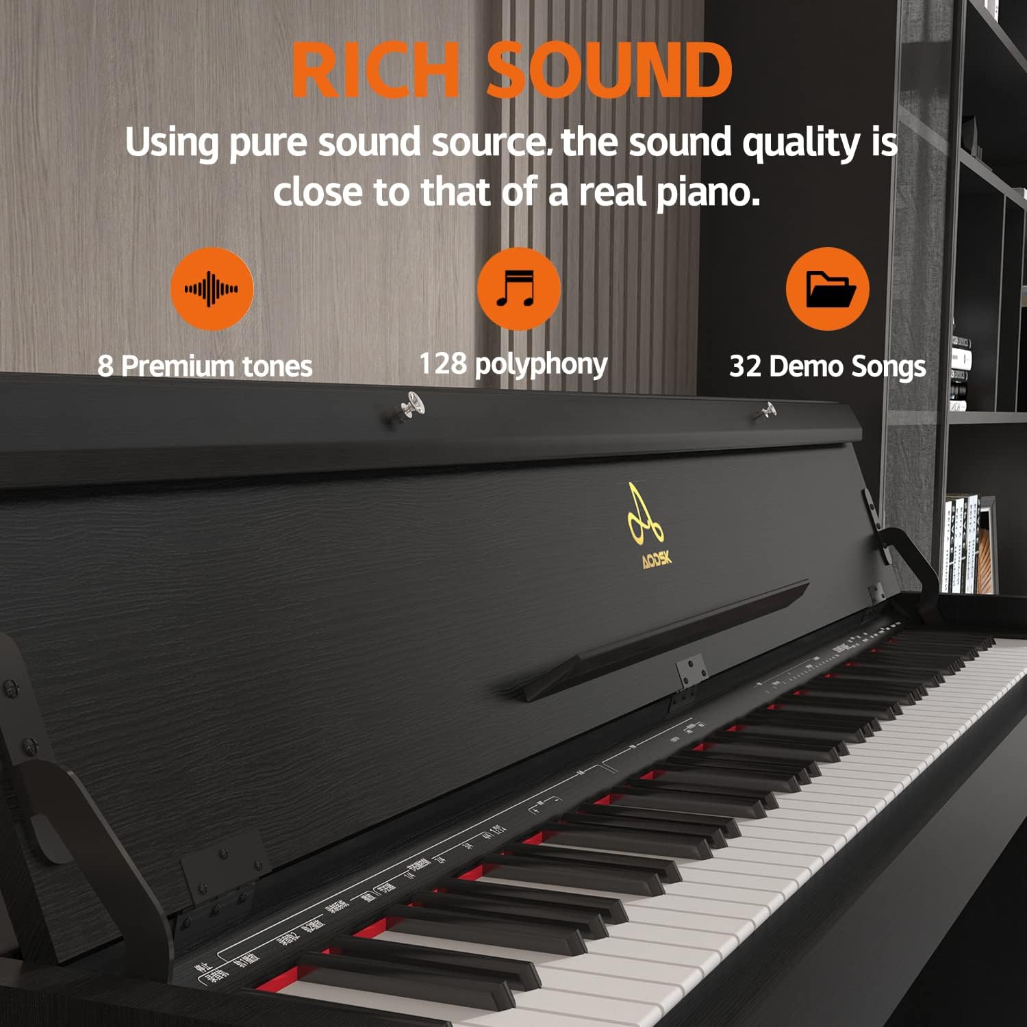 AODSK B-85 Digital Piano 88 Keys Electric Keyboard Piano for Beginner+Wooden Duet Piano Bench+Mechanical Metronome