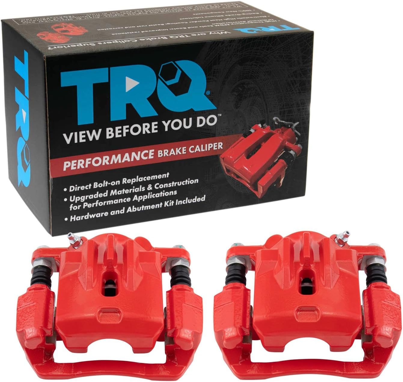 TRQ Rear Brake Caliper Set Painted Red Compatible with 2006-2009 Subaru Legacy 2006-2009 Subaru Outback