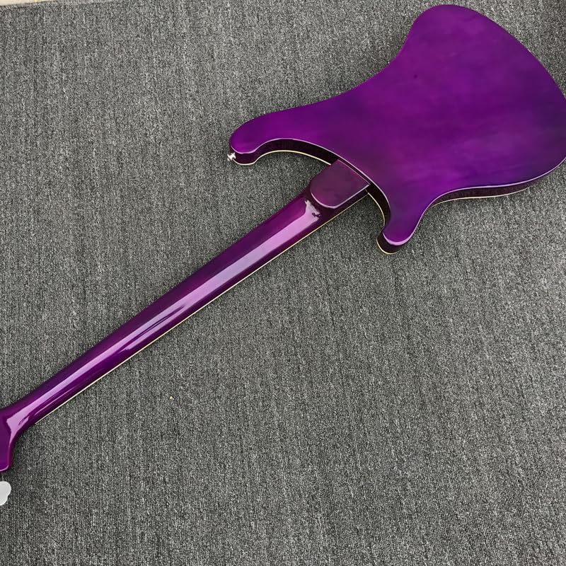 4-String Electric Bass Guitar - Stunning Purple Gloss Finish with Flame Maple Top, 22-Fret Rosewood Fretboard