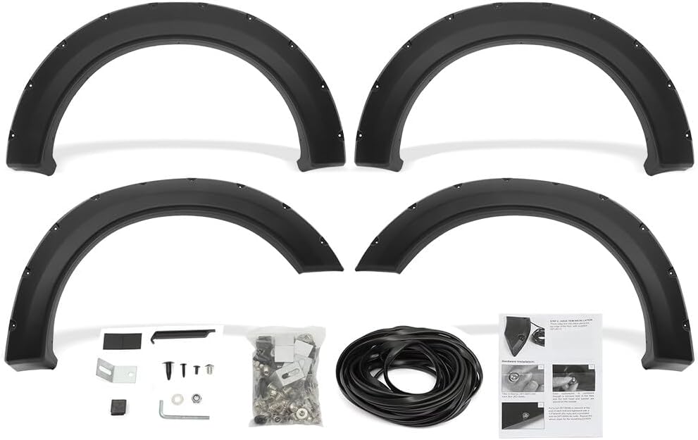 ECCPP PP Pocket Rivet Bolt Style Fender Flares Fits For 2004-2008 For Ford For F-150 With Rubber Edge Trim Hardware Kit Automotive Exterior Accessories
