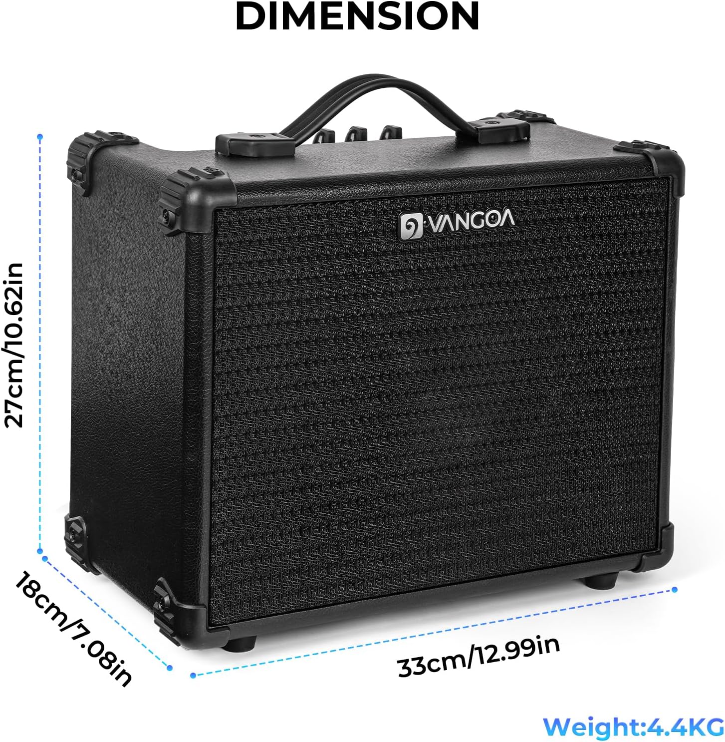 Vangoa Bass Guitar Amplifier 15W Portable Electric Bass Combo Amp Small for Bass Practice Amp Indoor Outdoor, Black