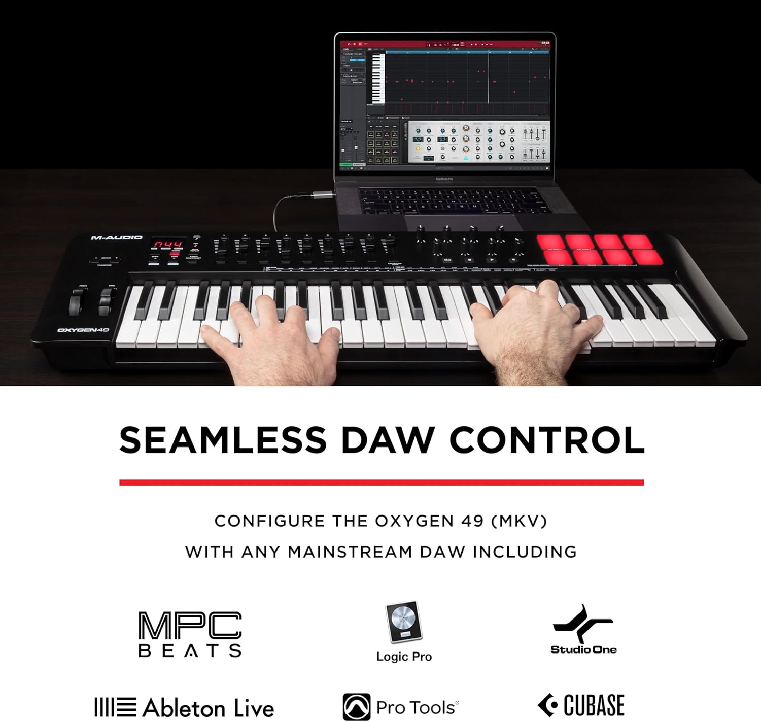 M-AUDIO Oxygen 49 (MKV) Key USB MIDI Keyboard Controller with Beat Pads, Smart Chord, Scale Modes, Arpeggiator and Native Instruments Sound Package (NKS Integration)