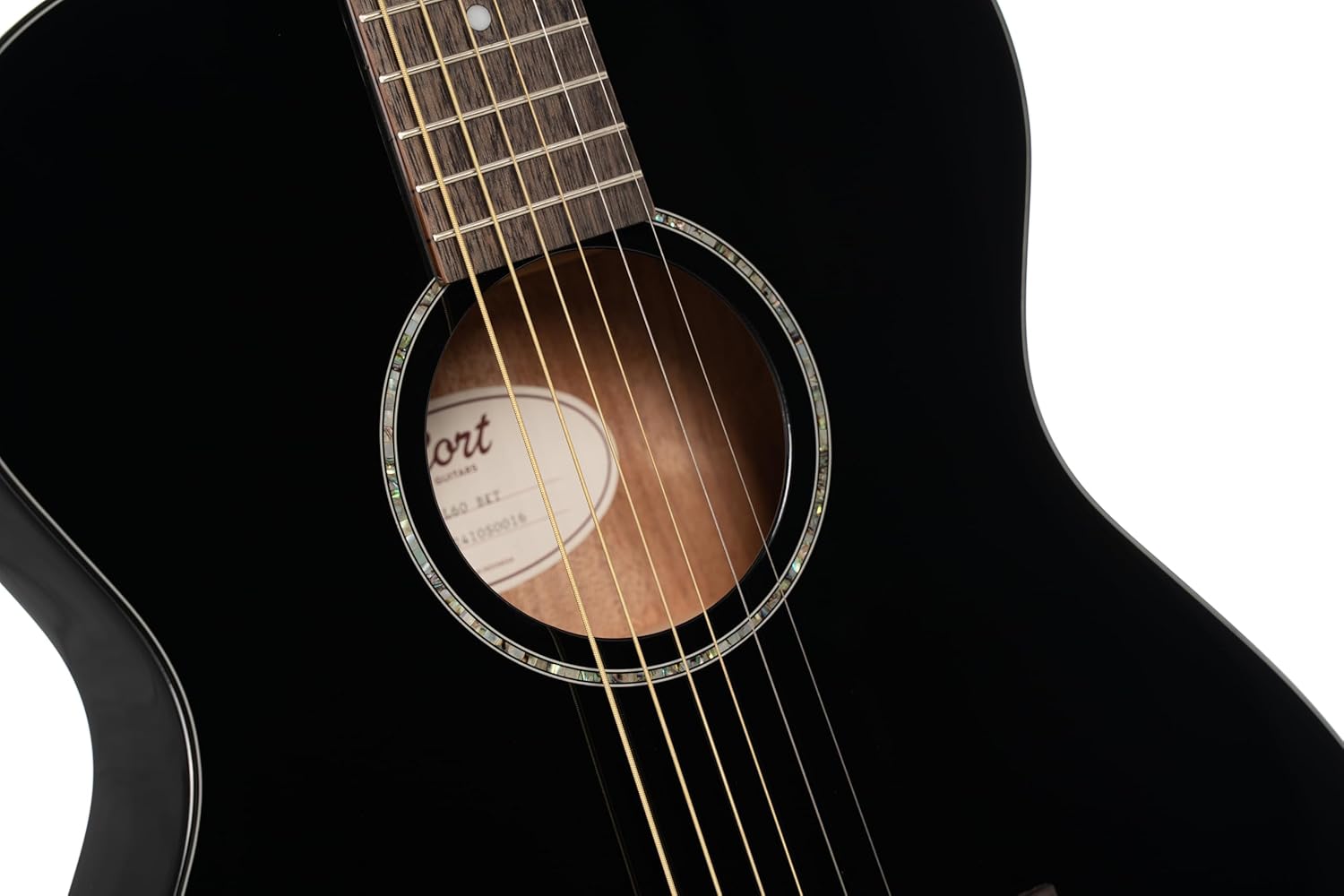 Cort L60BK Luce 60 OM Solid Top Acoustic Guitar, Black Gloss