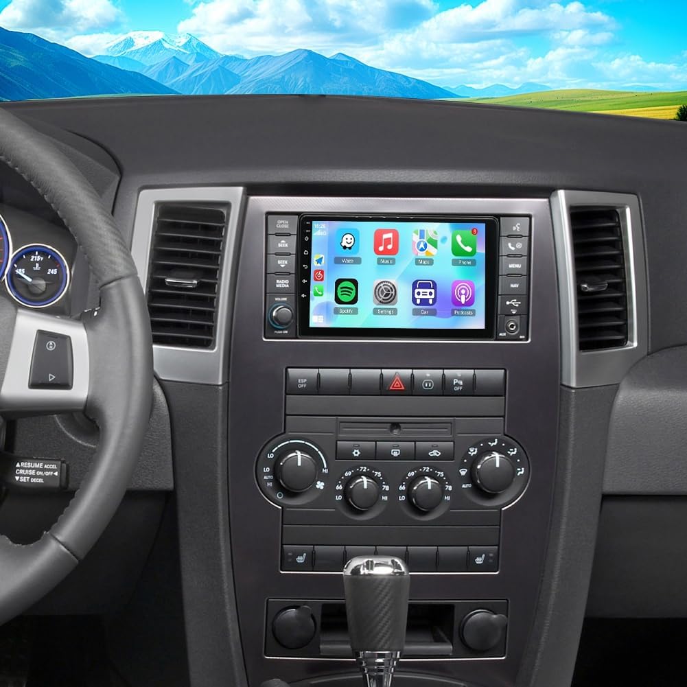 Android 13 Double Din Car Stereo Radio for Jeep Grand Cherokee 2005-2011 10 inch Touch Screen Car Stereo with Wireless Carplay Android Auto Support GPS Bluetooth WiFi FM RDS DSP Backup Camera,2+64G