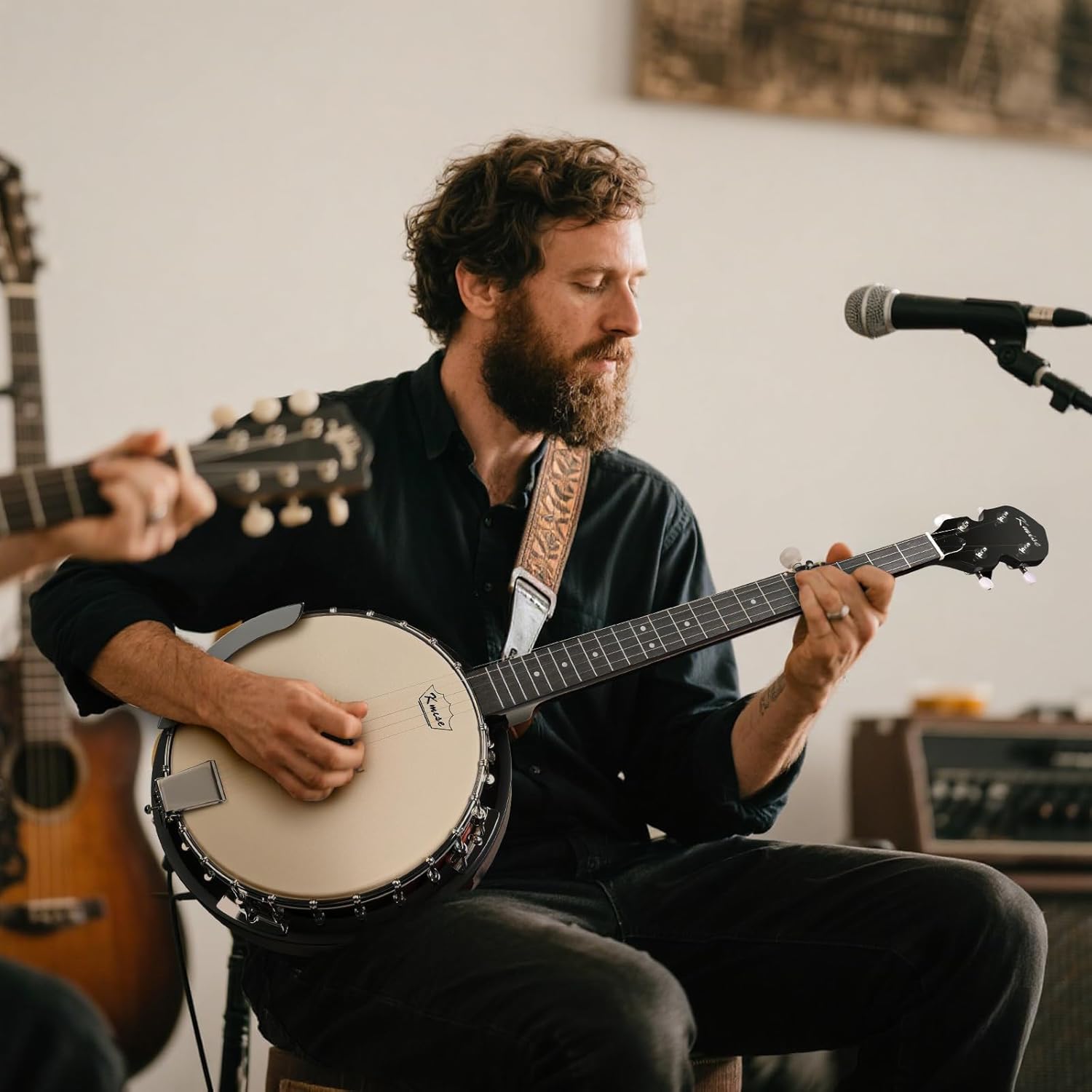 Kmise Banjo 5 String Banjos,Professional Full Size 38 Inch Open or Closed Back With Resonator, Bridge, Strings Pack, Finger Picks, Strap, Case, Tuner Accessories Set Gift Choice for Adults Beginner