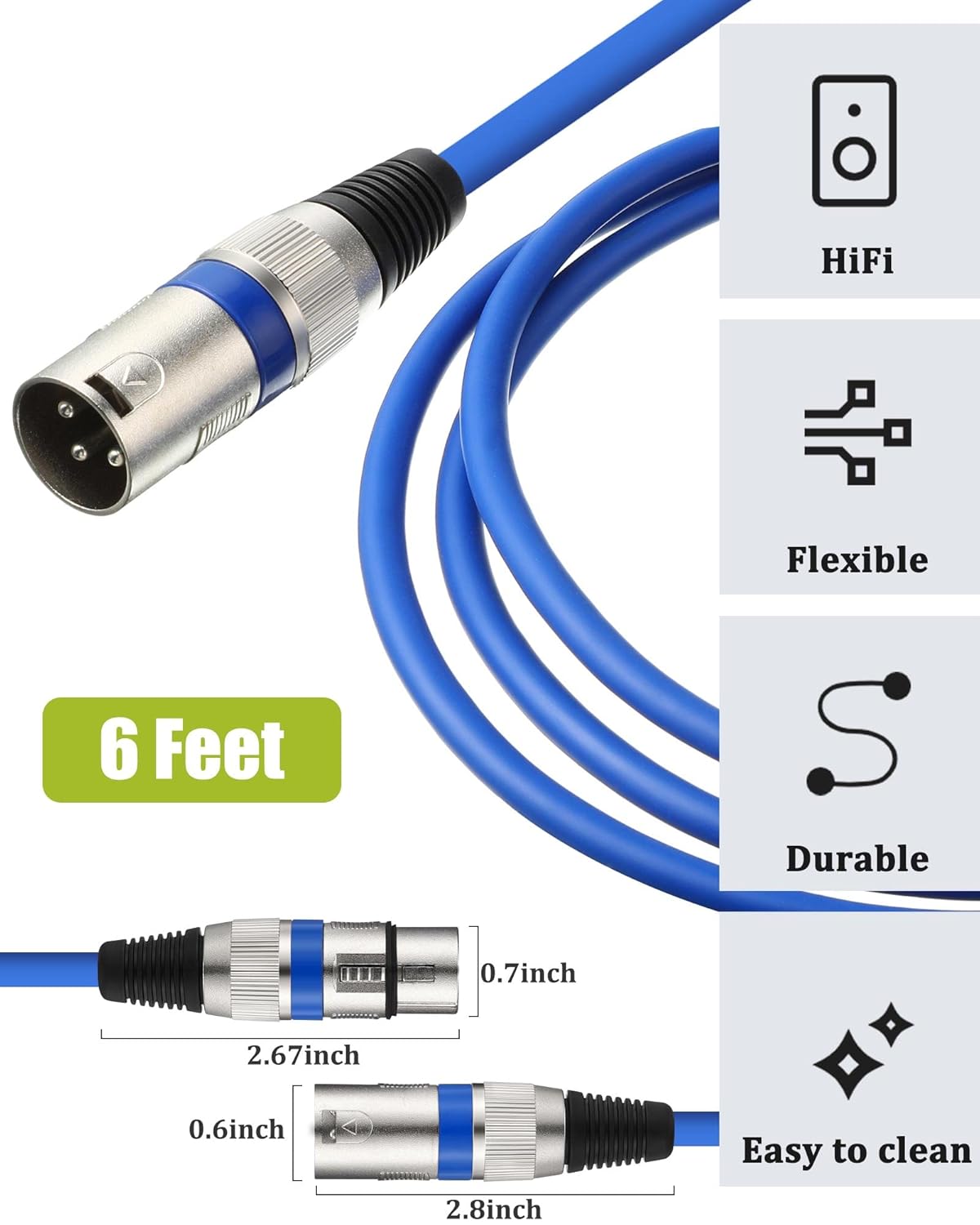 14 Pieces Colorful XLR Microphone Cable XLR Male to Female Wire Mic Cables 3 Pin Balanced Shielded XLR Cable Multi Colored for Mic Mixer Recording Studio Podcast Mic Stage Patch Cable (6 Feet)