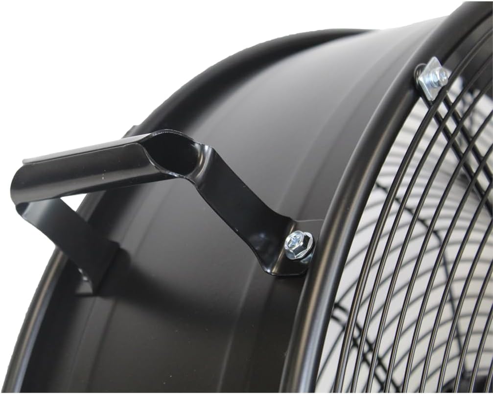 K Tool International 77741 24” Belt Drive Drum Fan with Wheels, High-velocity, 2-Speed, Cut-off Protection, 7850 Max CFM, cUL listed, Used in Warehouses, Shops, Greenhouses, Barns, Gyms, Black