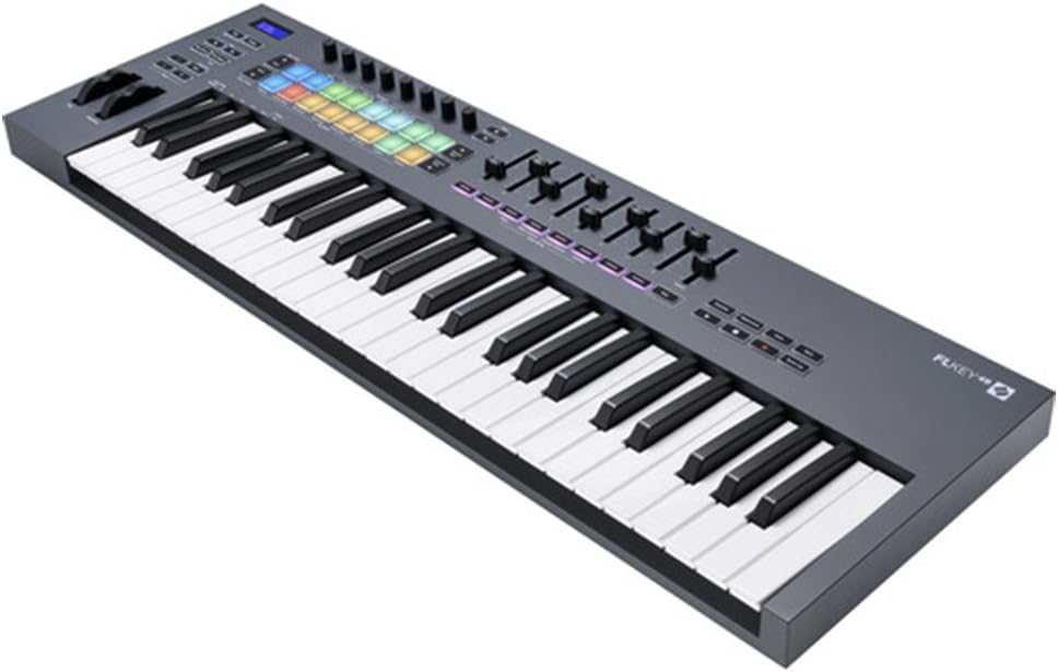 Novation FLkey 49-Key USB MIDI Keyboard Controller for FL Studio Bundle with Kaces Stretchy Keyboard Dust Cover and Hosa Mid-310 Midi cable 10'