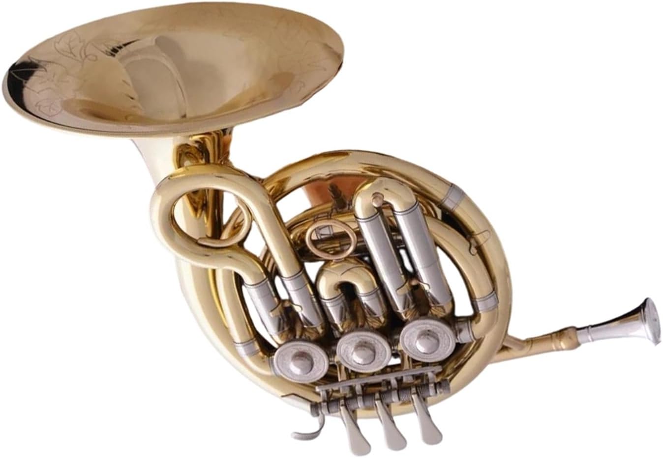 4 Key French Horn Gold Bb Mini French Horn Cupronickel Tuning Tube Cornet Engraving