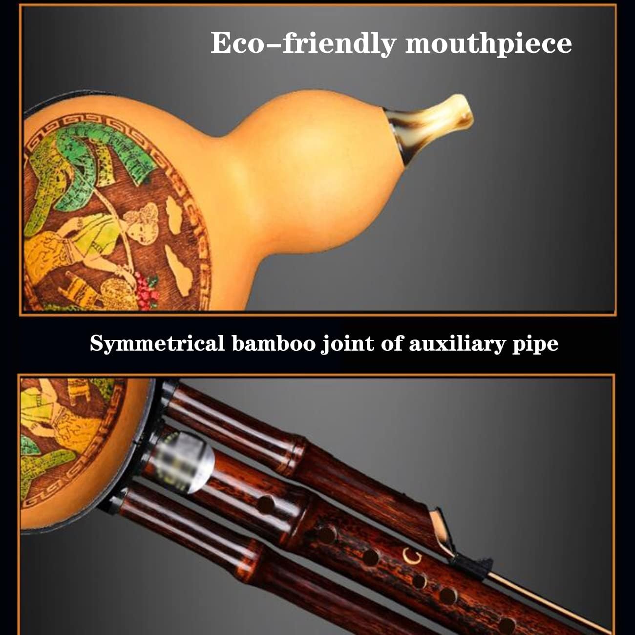 Hulusi for Beginners and Adults to Play C Flat B Three Wind Instrument Orchestra Playing The Gourd Flute Hulusi Musical Instrument with Box Durable Intonation (Color : Brown, Size : B-Flat)