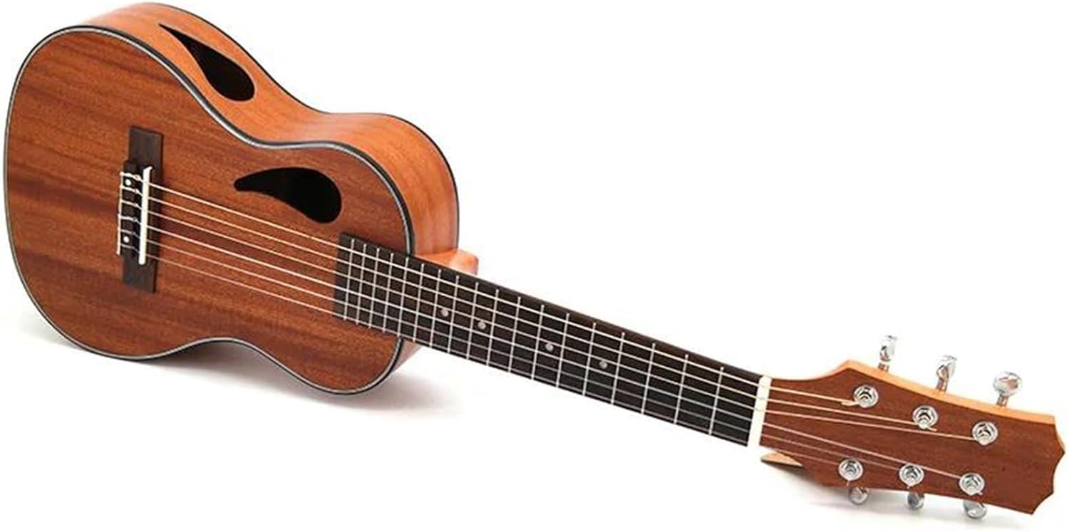 Adult Ukulele 28 Inch All Sapele Teardrop Shape Mini Electric Bass Acoustic Guitar 6 String Ukulele Mount Travel Music Guitar