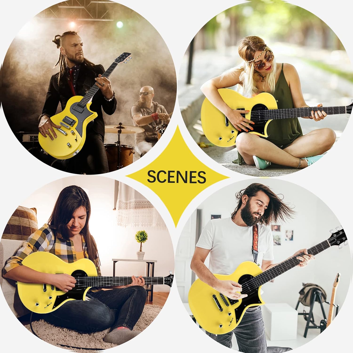 40 Electric Guitar, Solid Body Electric Guitars Kit with Pickup, Gig Bag for Beginner (Yellow)