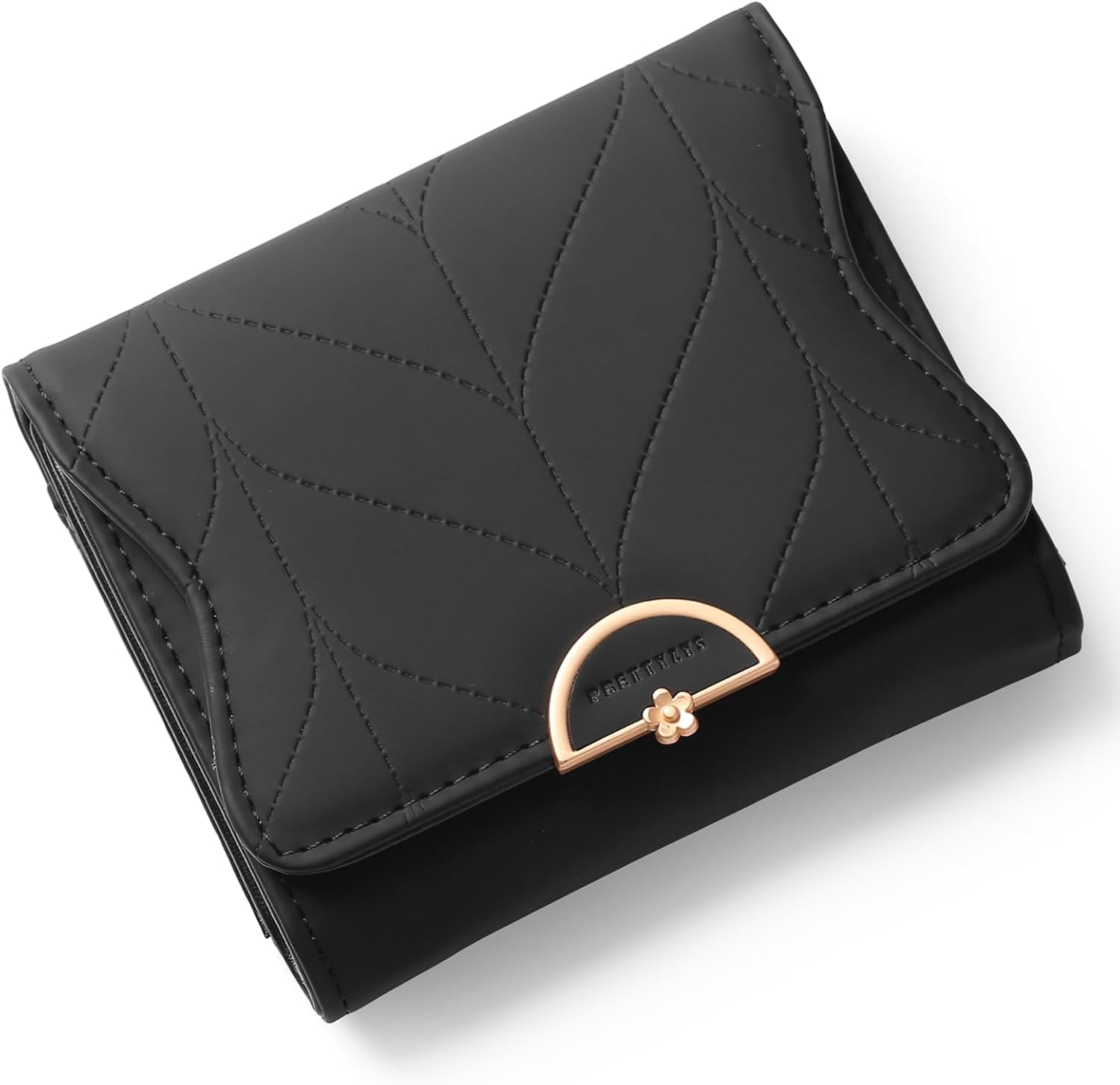 Charming Women's Bifold Leather Wallet with Zippered Coin Compartment & RFID Blocking Security (Black)