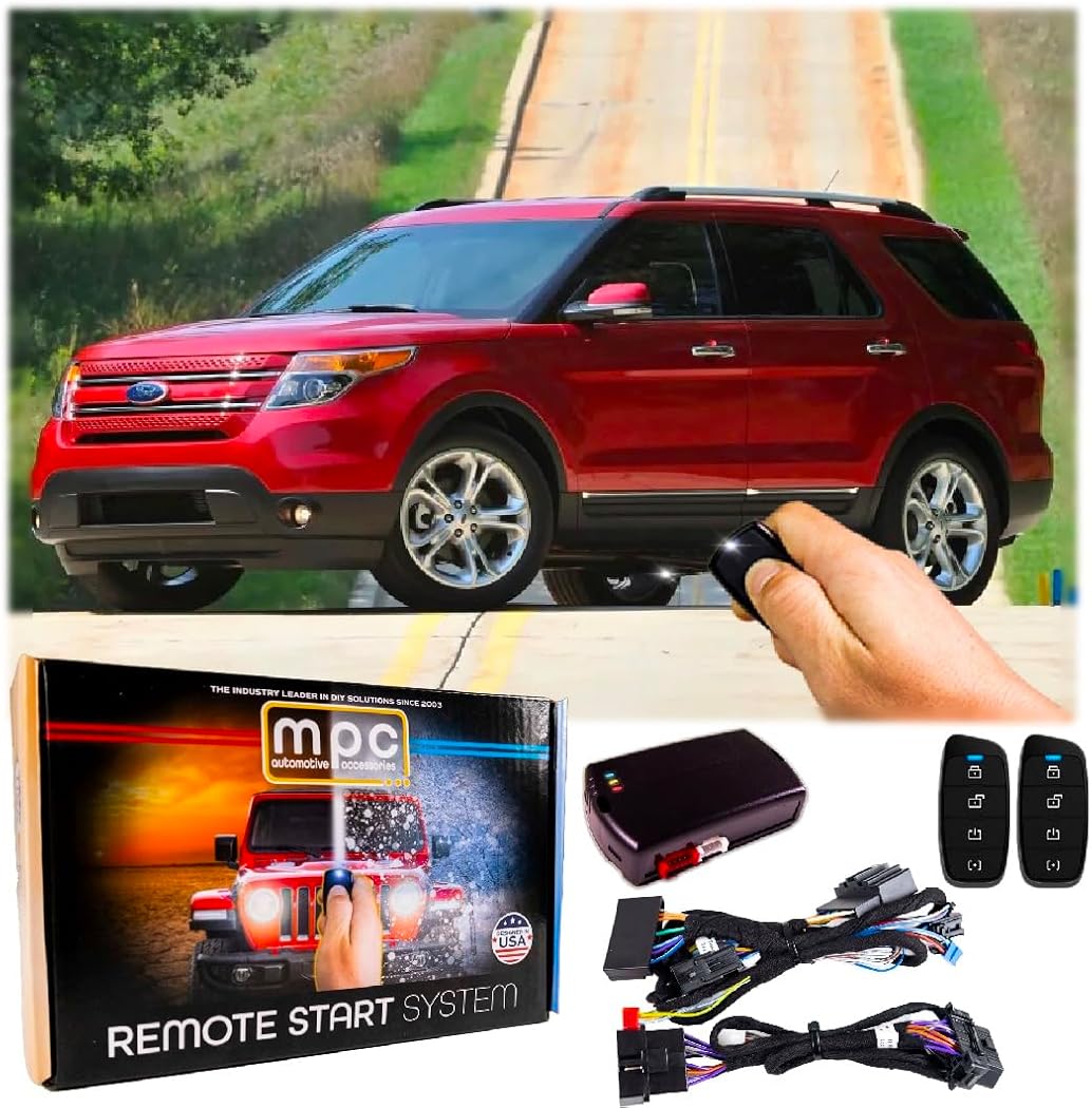MPC 4-Button Remote Starter Compatible with 2011-2015 Ford Explorer - T-Harness - Includes (2) 4-Button Extended Range Remotes - Up to 3,000 ft - Firmware Preloaded - USA Tech Support