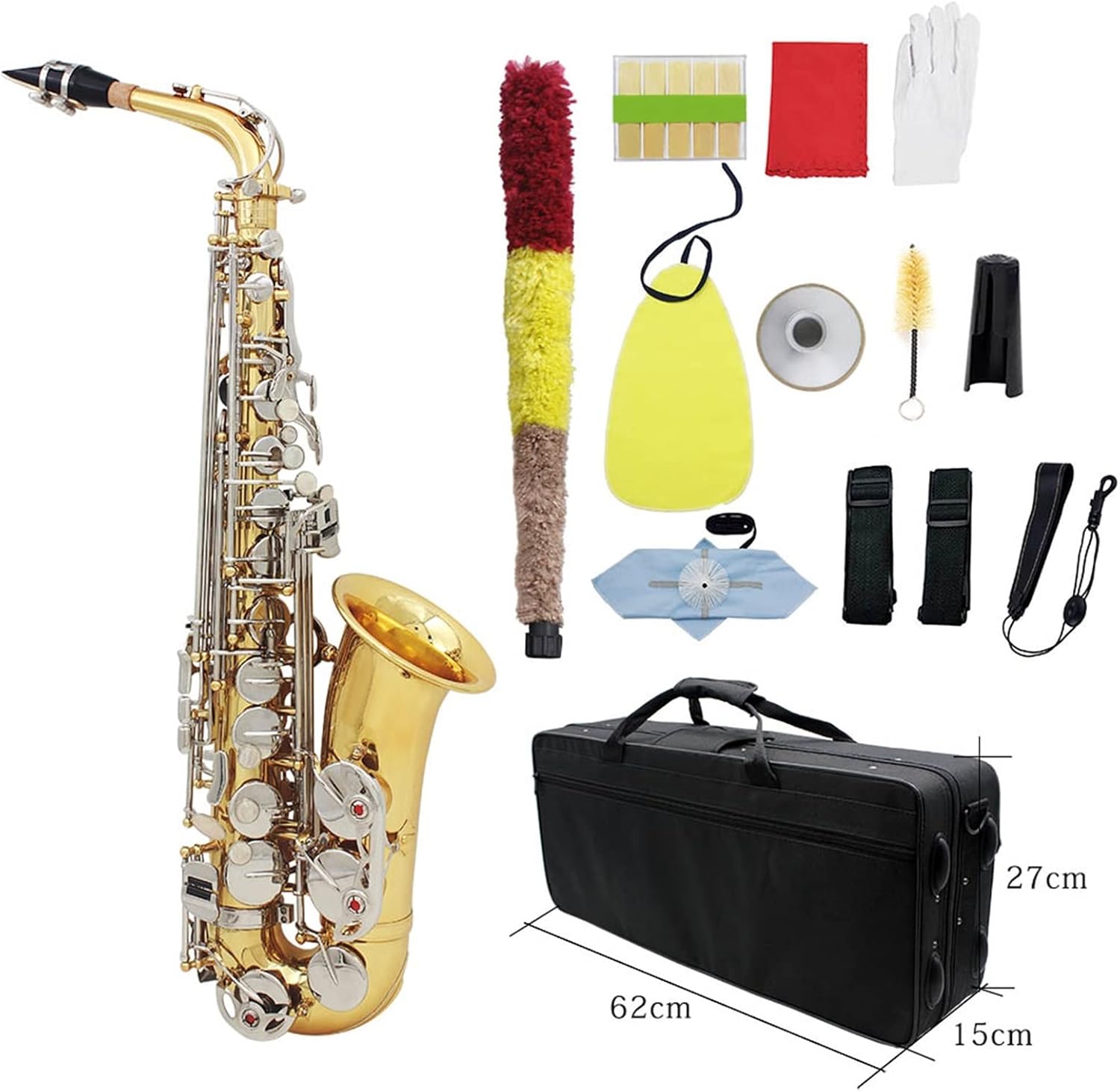 Saxophone Brass EB E-Flat White Shell Button Saxophone Wind Instrument with Case