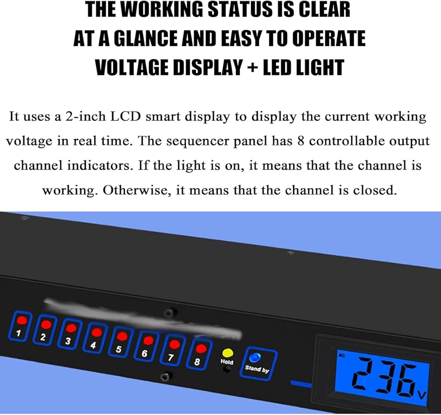 Home Audio Equalizer, Stereo Equalizer Real Time Frequency Level Display, Forward and Reverse Time Switch & 8＋2-Way Power Output, Real-Time Frequency Level Display for DJ Stations