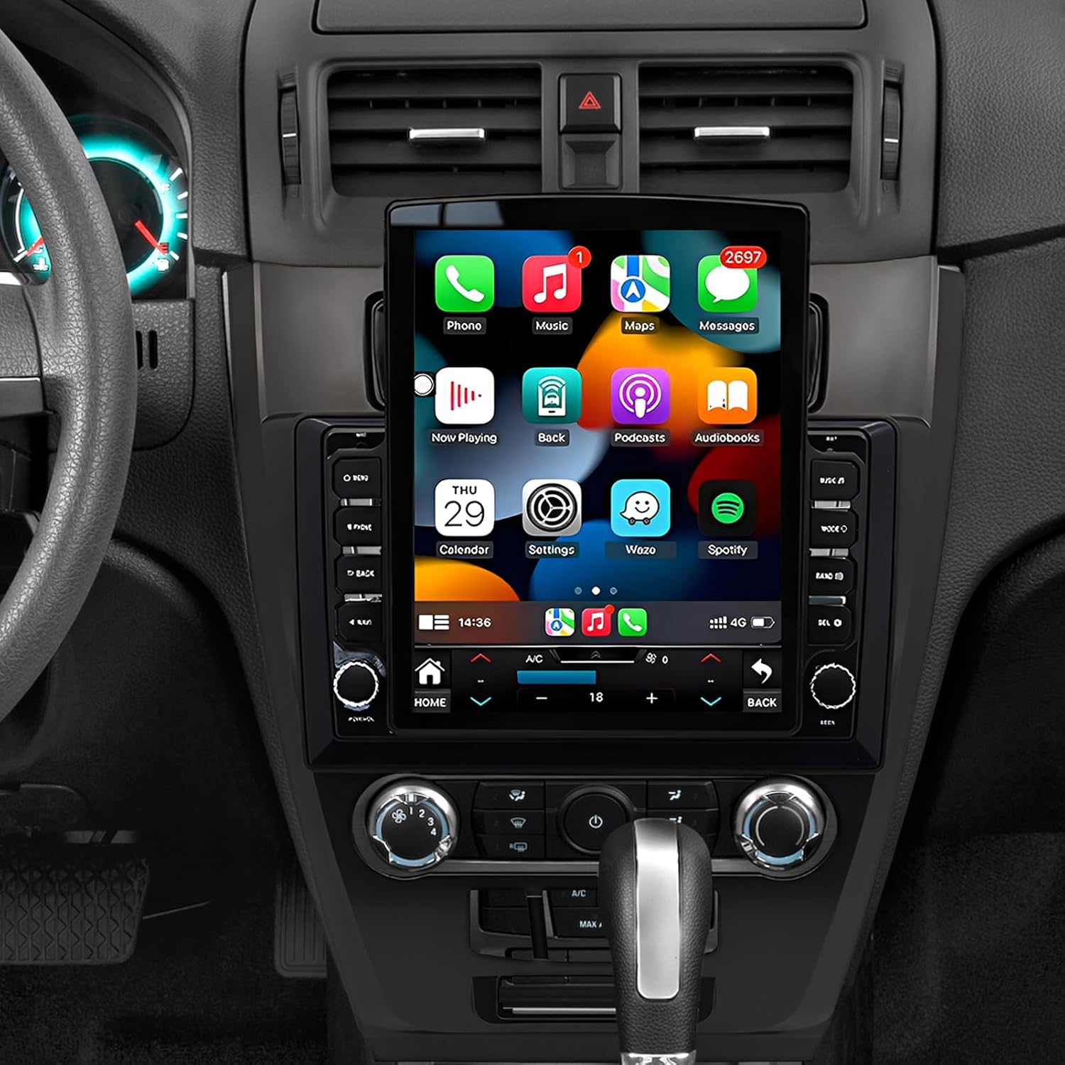 4+64G Car Stereo Radio for Ford Fusion 2010-2012, with Wireless CarPlay Android Auto, Android 14 Head Unit, 9.7 Touch Screen Bluetooth Radio with GPS WiFi AHD Backup Camera