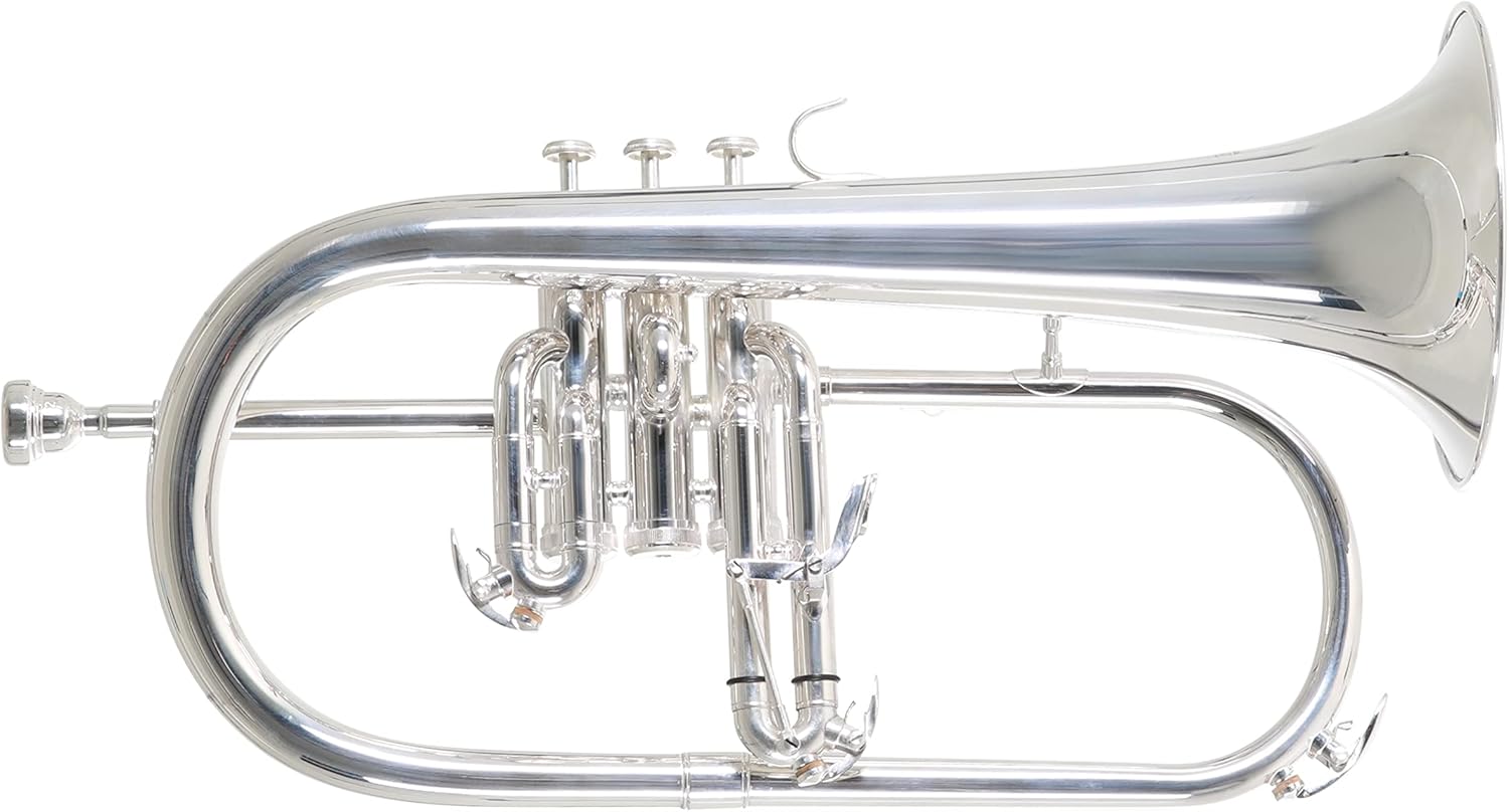 Bb Flugelhorn MOD.FH-302S plated finish, brass branch, incl. light rectangular case, Gold,Silver (RB701097)