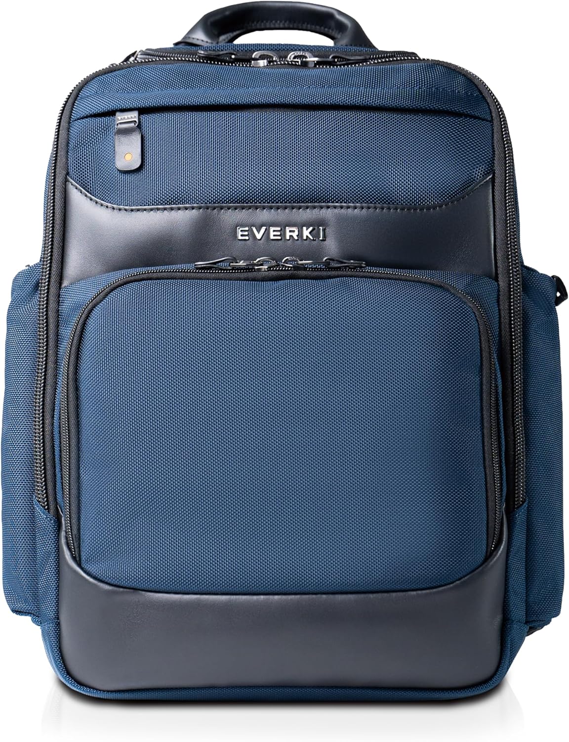 EVERKI Onyx Premium Business Executive Laptop Backpack - Ballistic Nylon and Leather Office Backpack Laptop Bag, Travel Friendly Office Bagpack, Dedicated Compartment up to 15.6 Inch (EKP132N), Navy