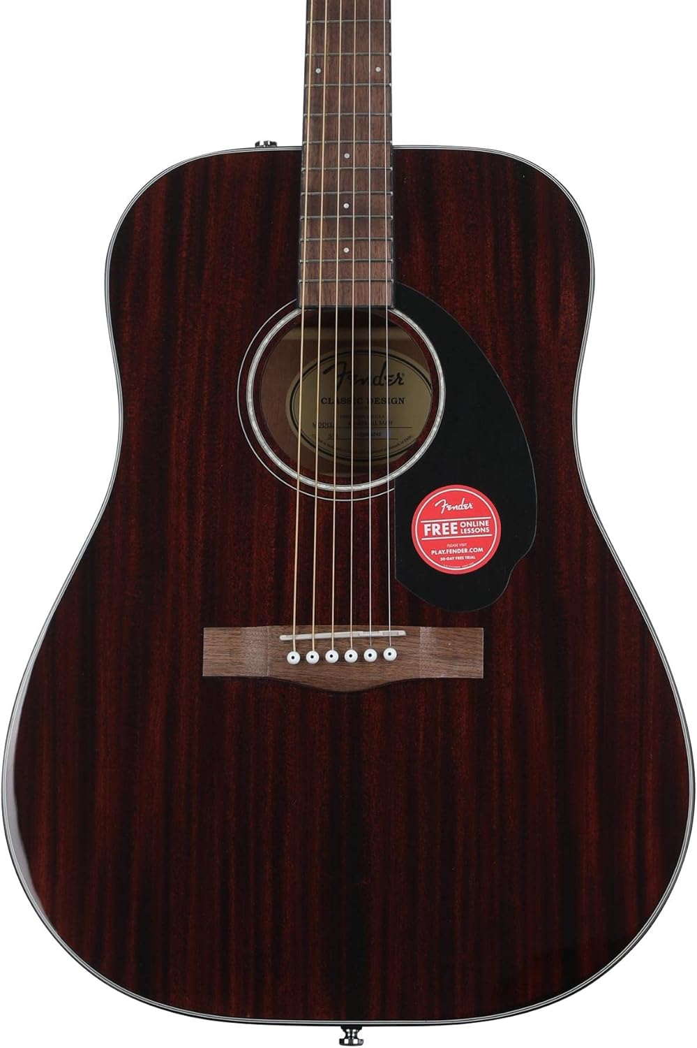 Fender CD-60S All-Mahogany Acoustic Guitar - 6-String, Mahogany Top, Back, Sides, Neck, and Walnut Fingerboard with Tuner and Strap - Natural Finish