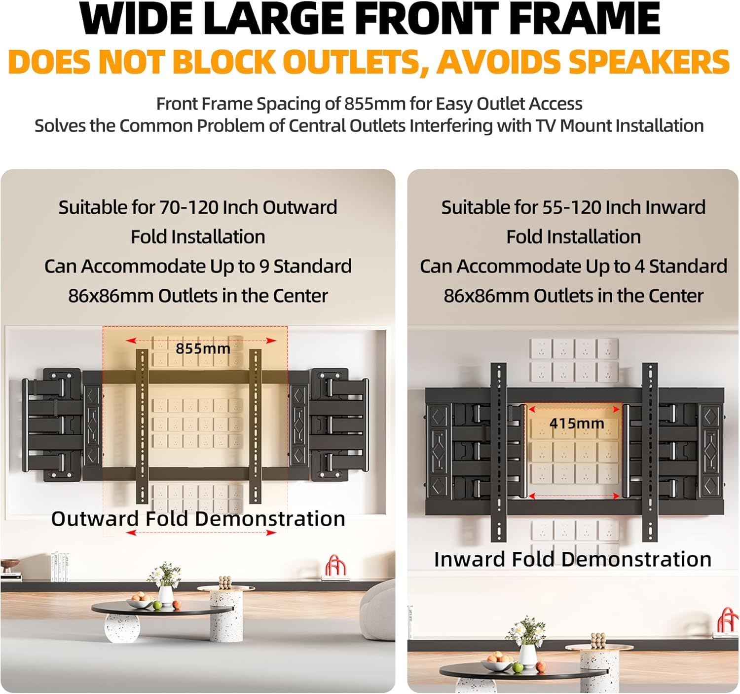 Corner Full Motion TV Wall Mount for 70,75,85,86,98,100,110,120 Inch TVs, Heavy Duty Ultra-Thin Tilt Extension Adjustable TV Bracket,VESA 300x100 to 800x600,Holds up to 396 lbs,DY886