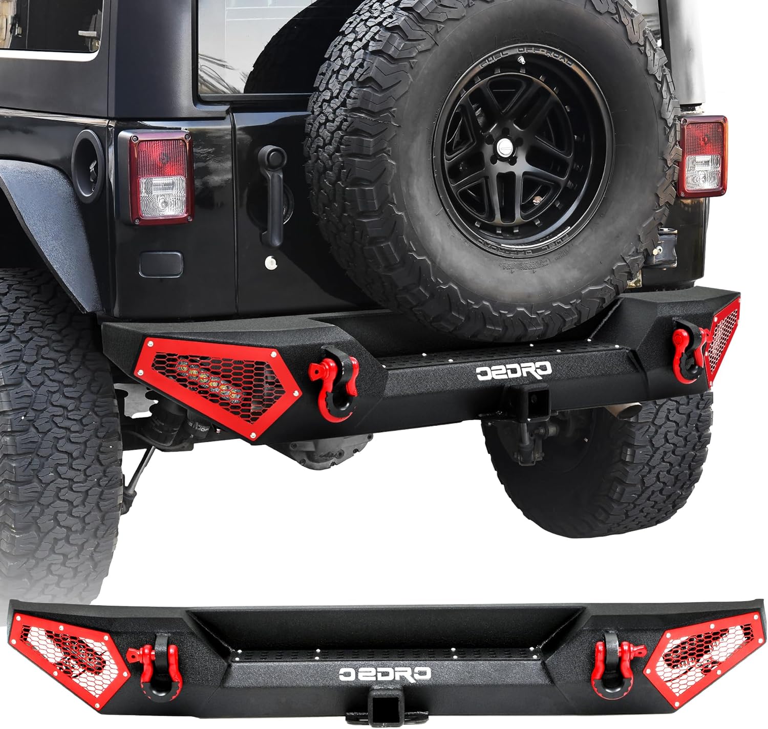 OEDRO Rear Bumper for Jeep Compatible with 2018-2025 Jeep Wrangler JL JLU Unlimited Off-road Bumper w/2