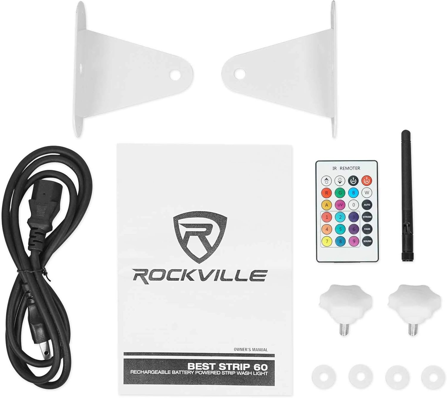 (3) Rockville Best Strip 60 White Rechargeable Wash Light Bars w/Wireless DMX