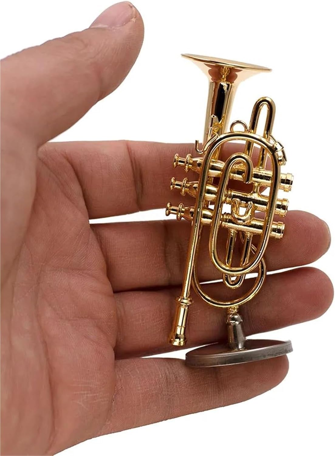 Home Musical Instruments Decorations Miniature Copper Cornet Model Mini Musical Instrument 8.5cm Decoration